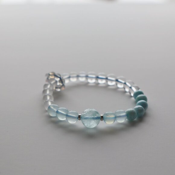 Handmade | Aquamarine+Moonstone+Clear Quartz Bracelet - Picture 2 of 4